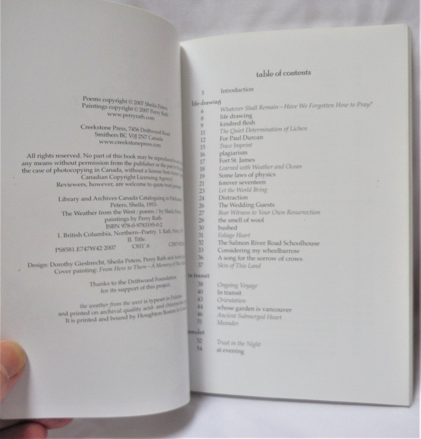 THE WEATHER FROM THE WEST, Poems by Sheila Peters & Paintings by Perry Rath (1st Ed. SIGNED)