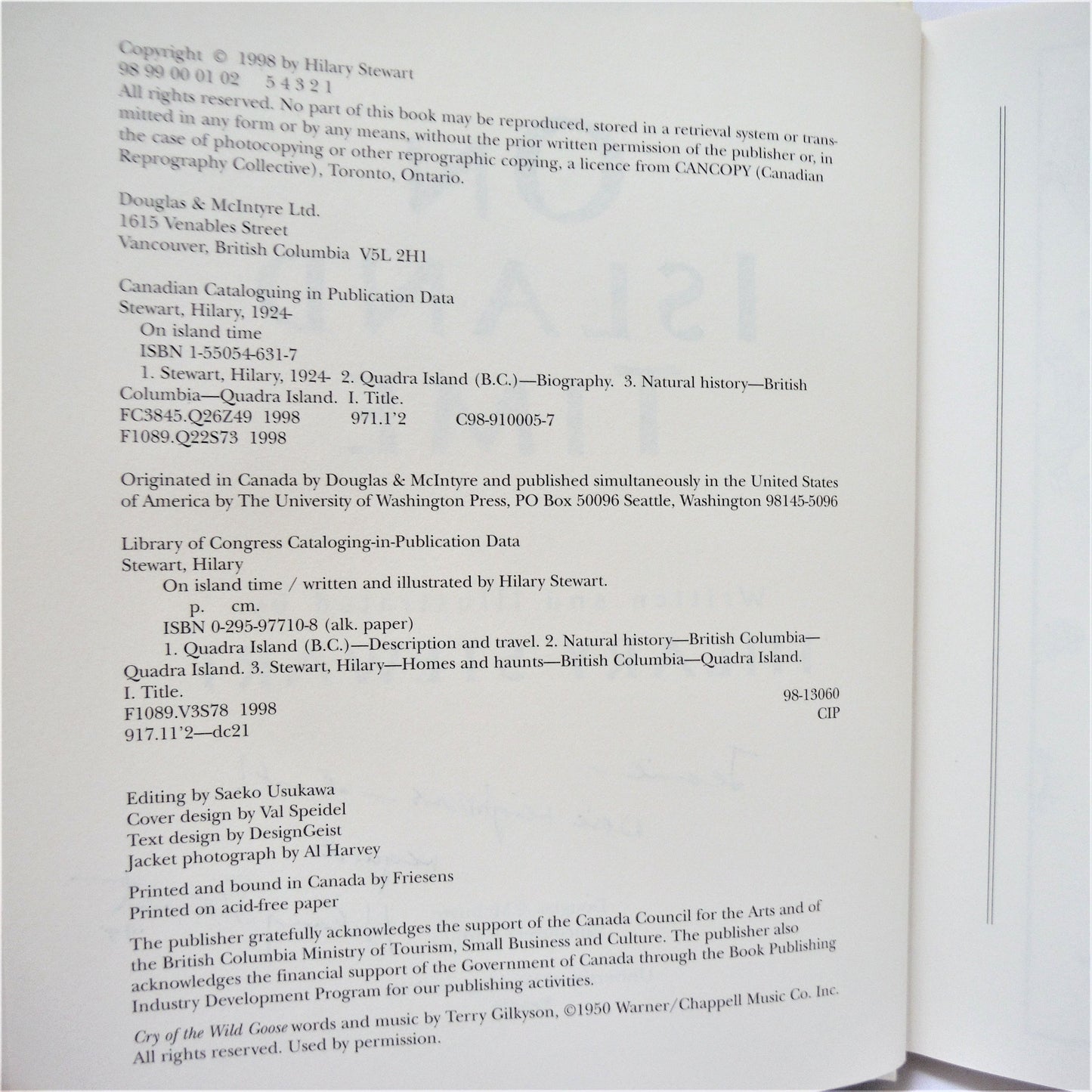 ON ISLAND TIME, Stories and Drawings About Island Life, by Hilary Stewart (1st Ed. SIGNED)