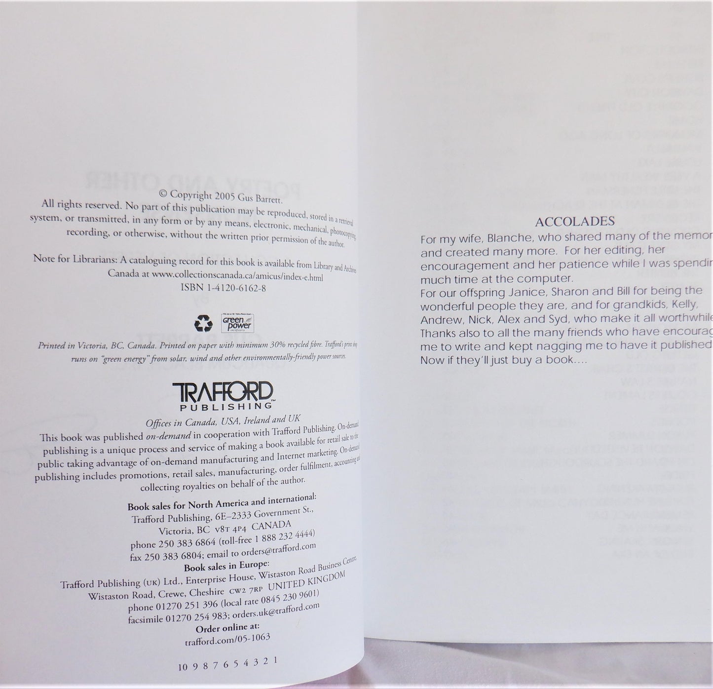 POETRY AND OTHER NONSENSE, A Collection of Thoughts by Gus Barrett (1st Ed. SIGNED)