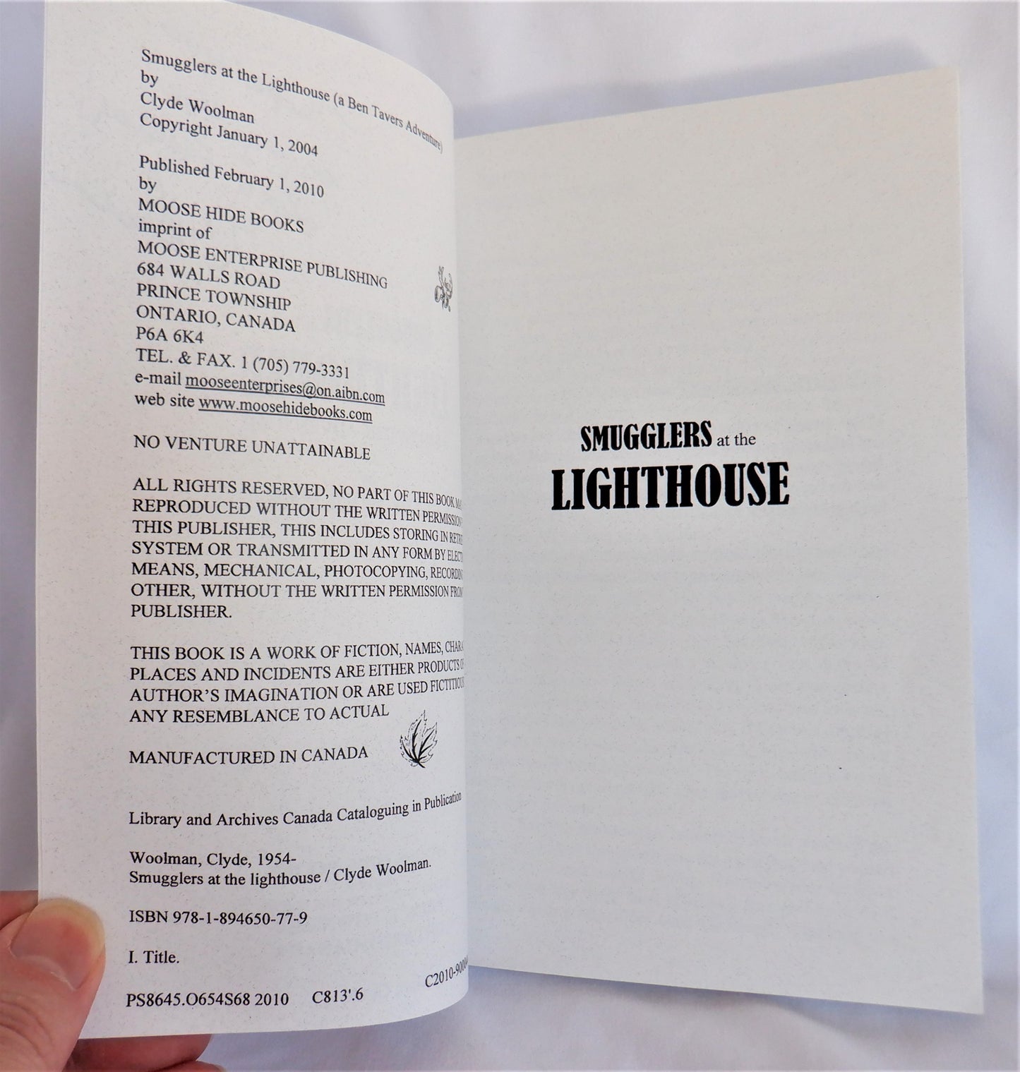 SMUGGLERS AT THE LIGHTHOUSE, A Ben Tavers Youth Adventure, by Clyde Woolman (1st Ed. SIGNED)