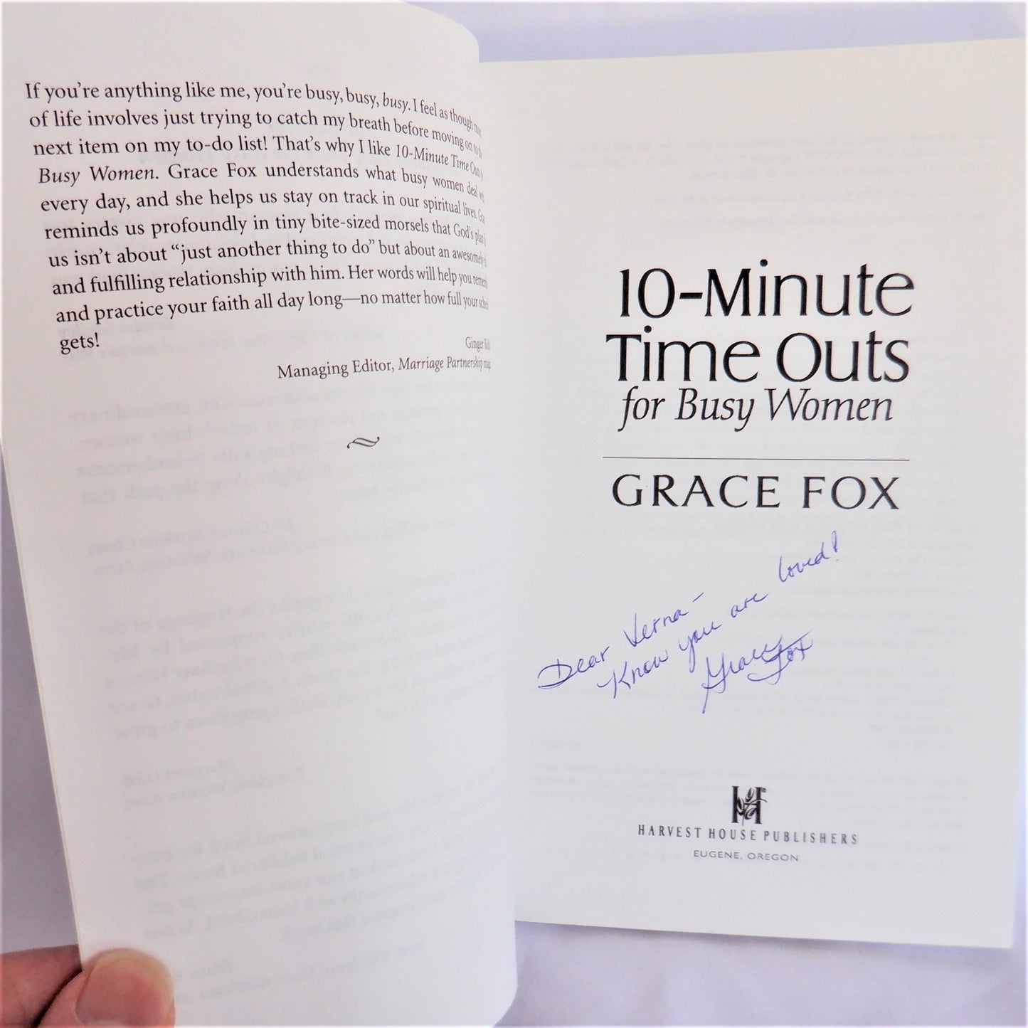 10-MINUTE TIME OUTS FOR BUSY WOMEN, by Grace Fox (1st Ed. SIGNED)