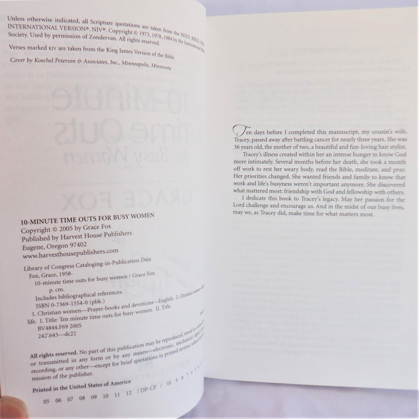 10-MINUTE TIME OUTS FOR BUSY WOMEN, by Grace Fox (1st Ed. SIGNED)