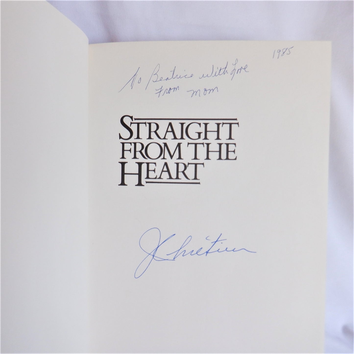 STRAIGHT FROM THE HEART, A Political Memoir by The Right Honourable Prime Minister Jean Chretien (1st Ed. SIGNED)