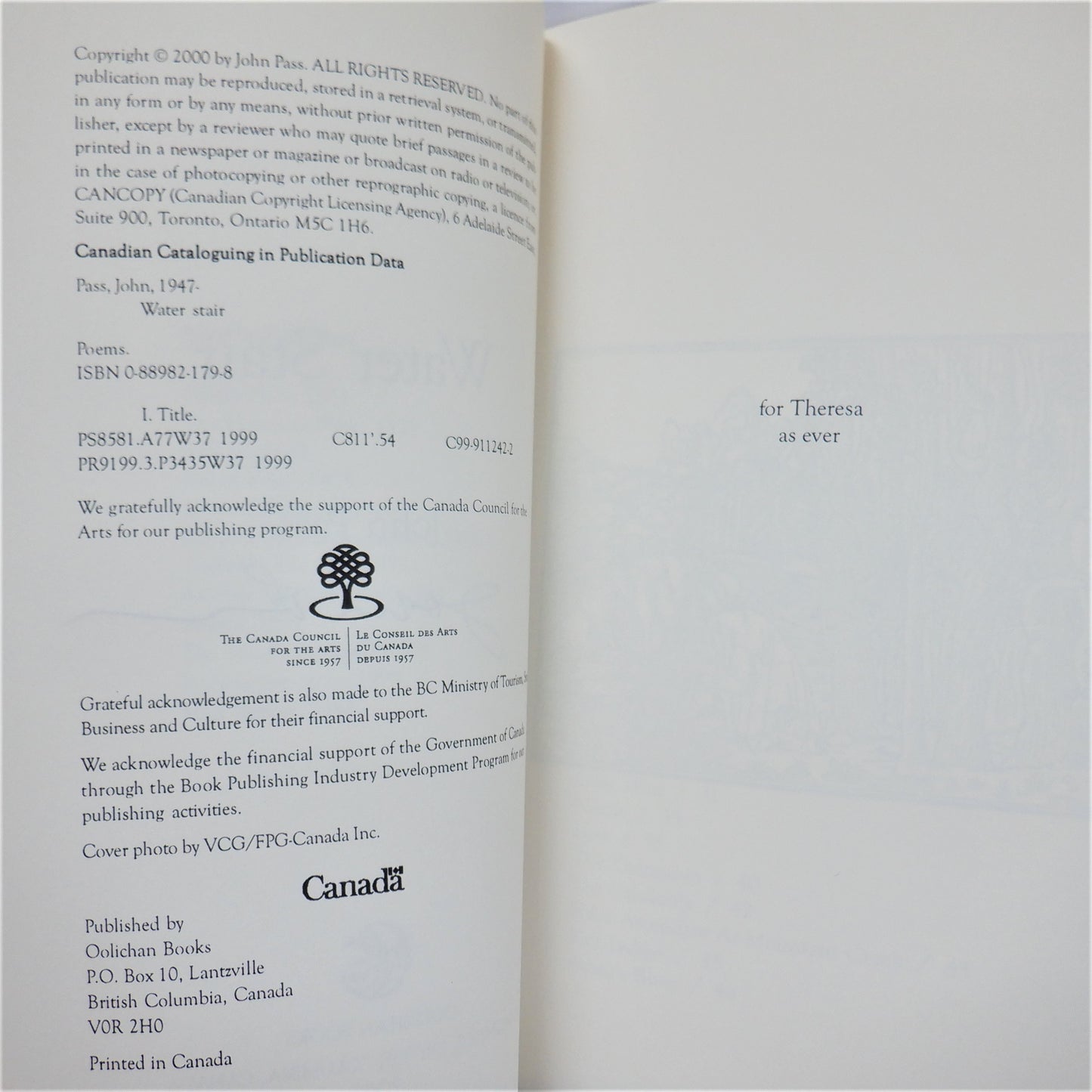 WATER STAIR, Poetry by John Pass (1st Ed. SIGNED)