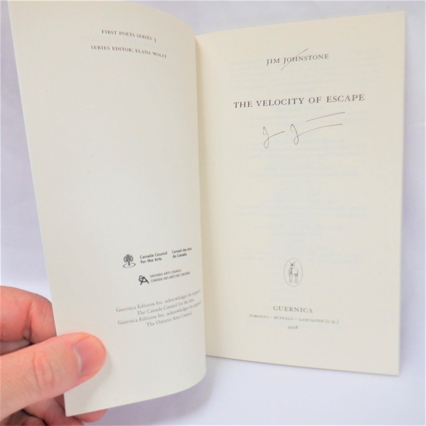 THE VELOCITY OF ESCAPE, Poetry by Jim Johnstone (1st Ed. SIGNED)