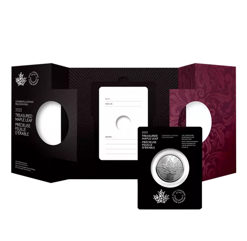 2023 Royal Canadian Mint $5 Pure Silver Coin 1 oz. 99.99% - TREASURED SILVER MAPLE LEAF COIN: Congratulations! Felicitations!