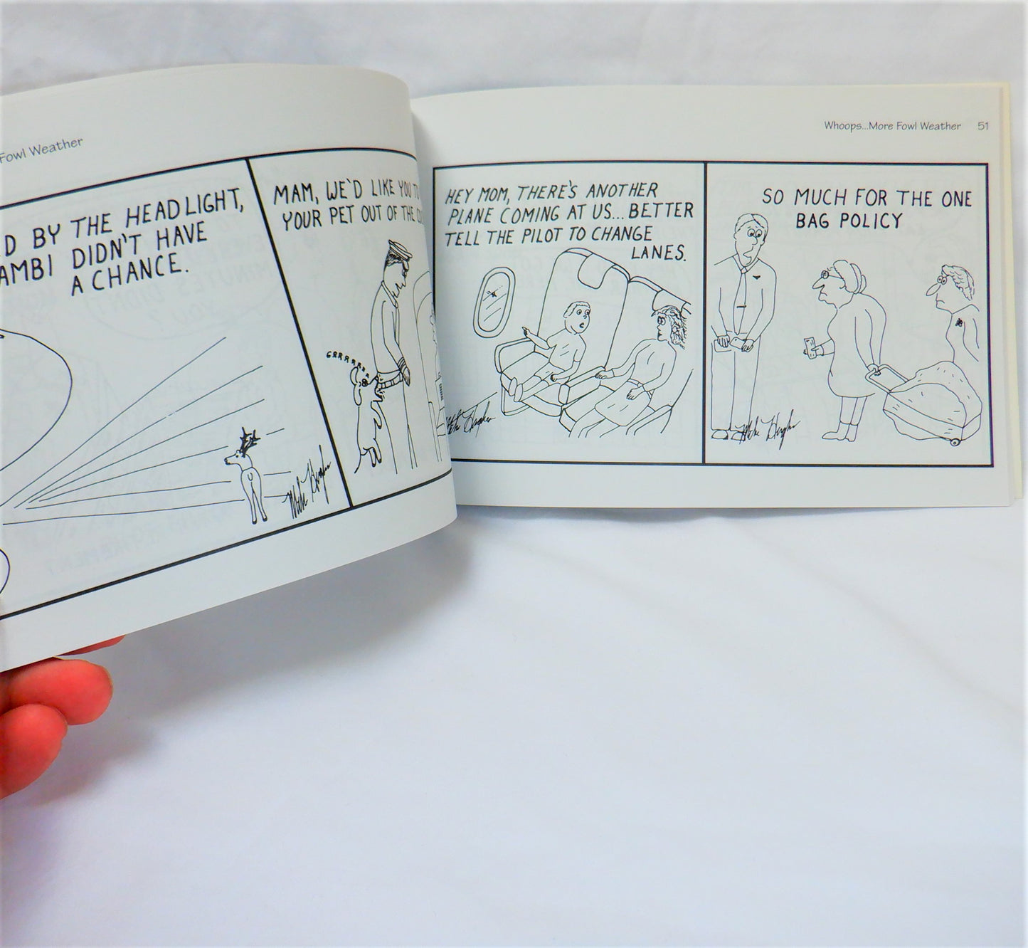 Whoops Airlines 1998 & Whoops More Fowl Weather 1999, RARE PAIR OF SIGNED BOOKS by Mike Hughes (1st Ed. SIGNED)