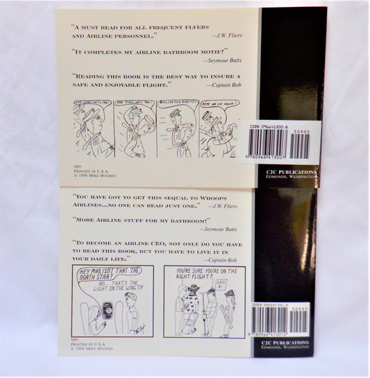 Whoops Airlines 1998 & Whoops More Fowl Weather 1999, RARE PAIR OF SIGNED BOOKS by Mike Hughes  (1st Ed. SIGNED)
