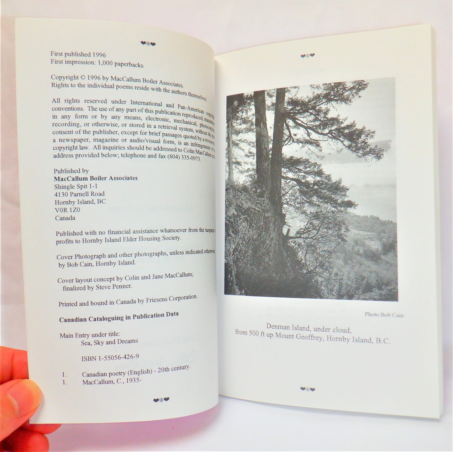 SEA, SKY and DREAMS, An Anthology of Poems from Hornby and Denman Islands, BC, Edited by Colin MacCallum (1st Ed. SIGNED)