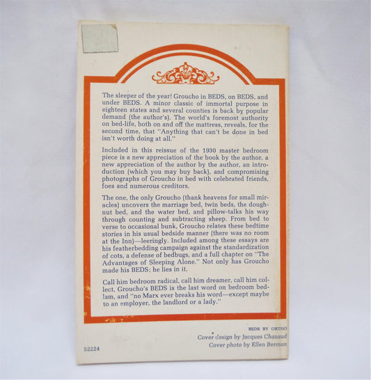 BEDS BY GROUCHO MARX, A Bobbs-Merrill Company USA Edition, 1976