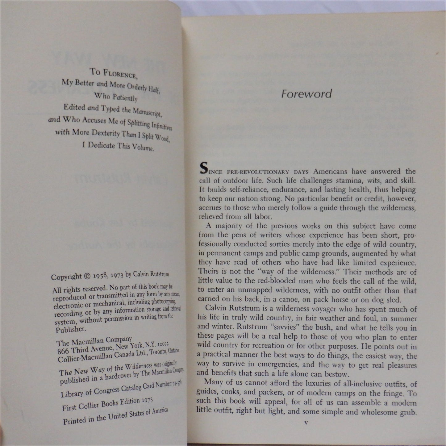 THE NEW WAY OF THE WILDERNESS, How to survive in, live in, and enjoy the woods of North America, by Calvin Rutstrum, 1973