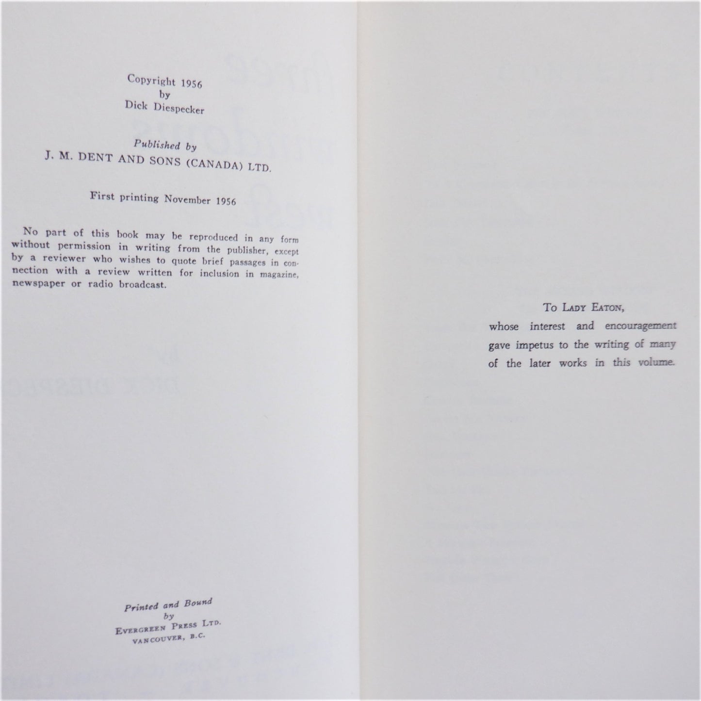THREE WINDOWS WEST, Poetry by Dick Diespecker (1956 1st Ed.)