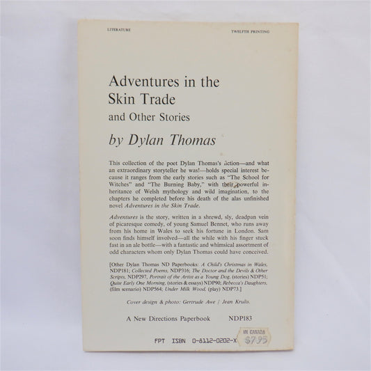 ADVENTURES IN THE SKIN TRADE and Other Stories, by Dylan Thomas, 1969