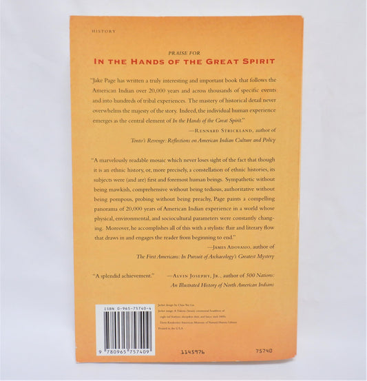IN THE HANDS OF THE GREAT SPIRIT, The 20,000-Year History of American Indians, by Jake Page (2003 1st Ed.)