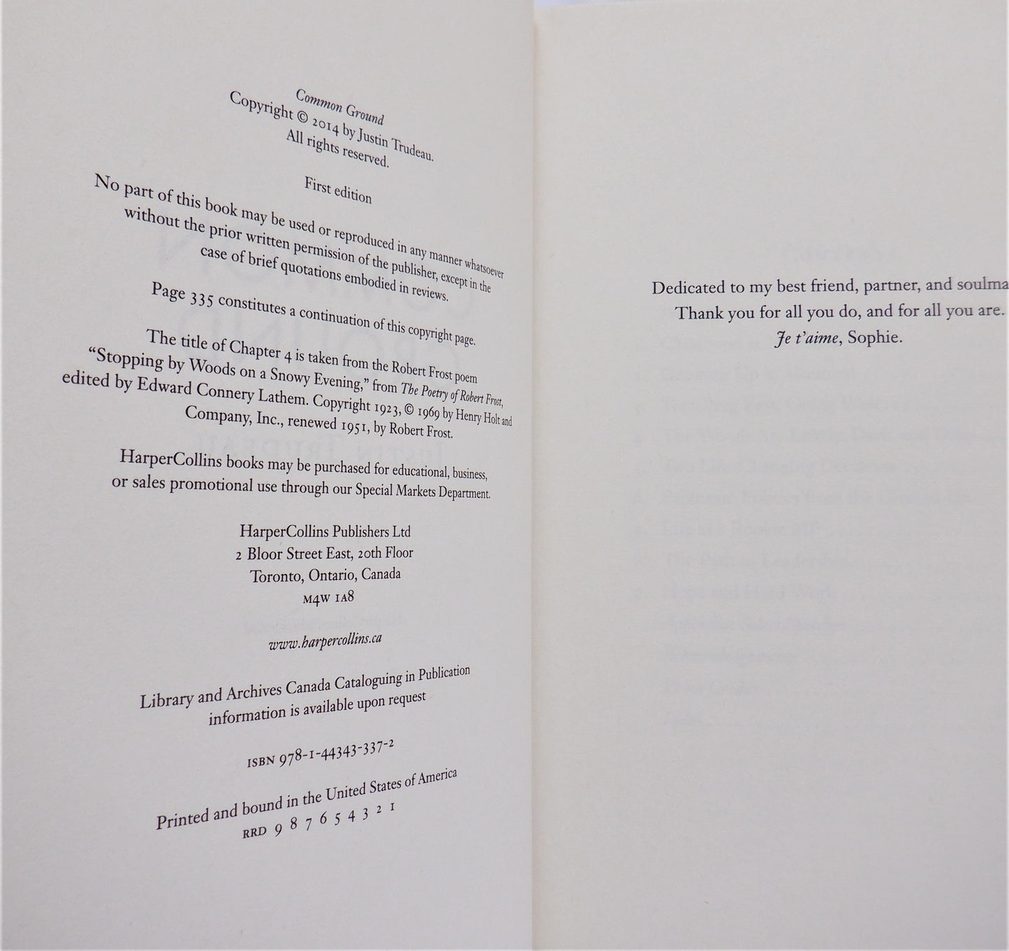 COMMON GROUND, Memoir by Justin Trudeau (2014 1st Ed.)