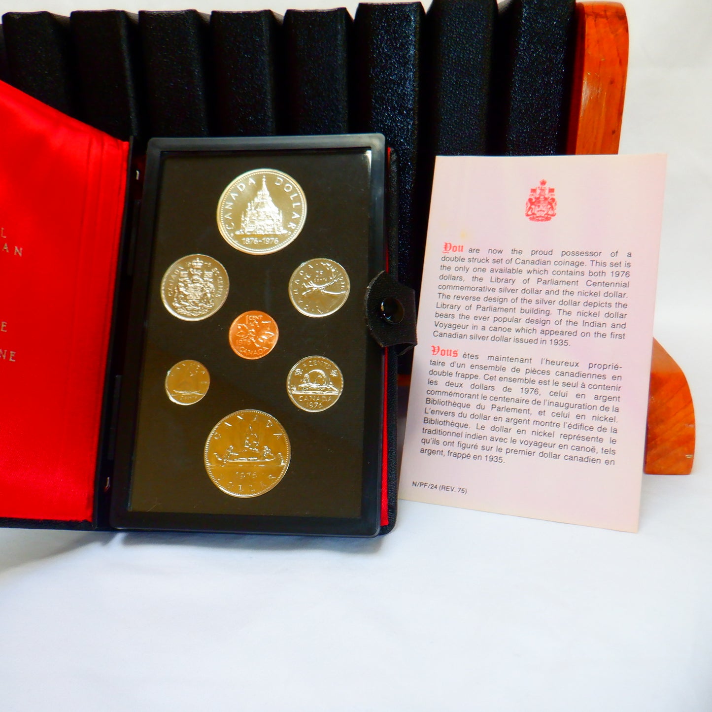 Instant 10-Year CANADIAN DOUBLE DOLLAR SILVER COIN COLLECTION 1975-1984, with BONUS Free Vintage Wood Stand!