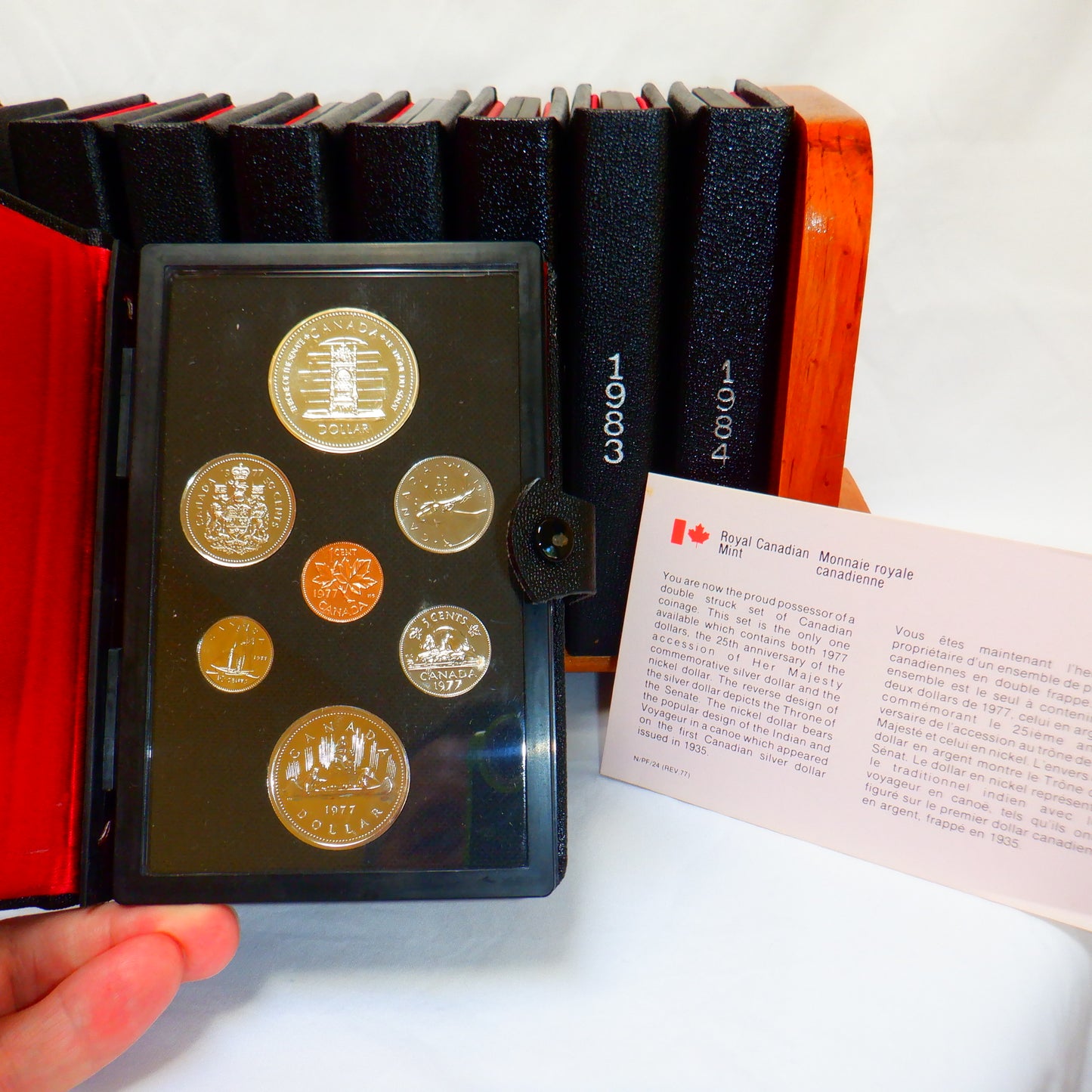 Instant 10-Year CANADIAN DOUBLE DOLLAR SILVER COIN COLLECTION 1975-1984, with BONUS Free Vintage Wood Stand!