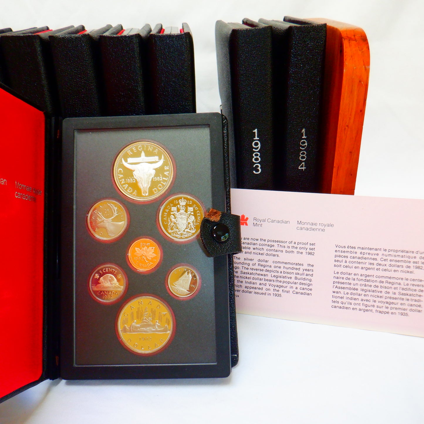 Instant 10-Year CANADIAN DOUBLE DOLLAR SILVER COIN COLLECTION 1975-1984, with BONUS Free Vintage Wood Stand!