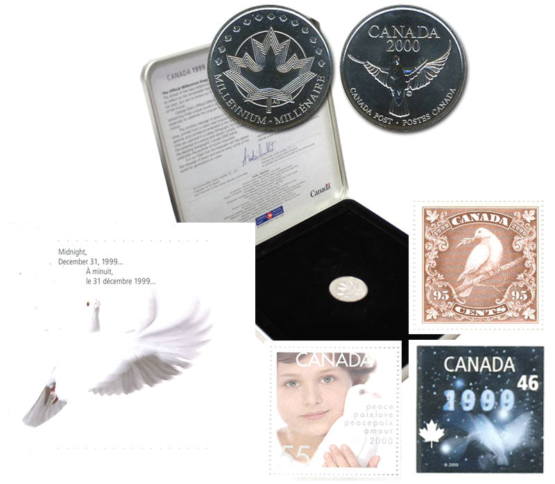 2000 OFFICIAL MILLENNIUM KEEPSAKE TIN, Includes Stamps by Canada Post, and Medallion by The Royal Canadian Mint