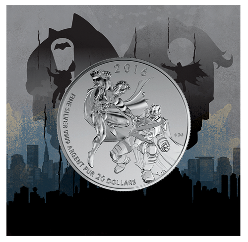 2016 $20 for $20 Pure Silver Coin: CANADA SUPERMAN & BATMAN (Dawn of Justice)