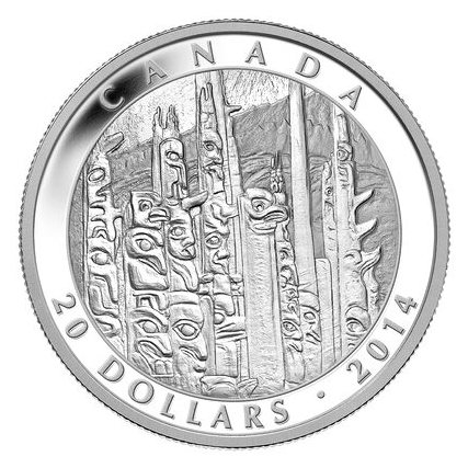 2014 Canadian 1 ounce Pure 99.99% Fine Silver $20 Coin: THE TOTEM FOREST by Emily Carr