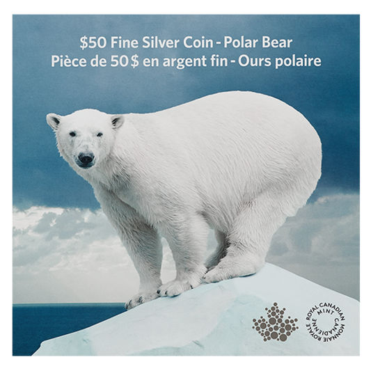 2016 $50 For $50 CANADA POLAR BEAR Pure Silver Coin w/COA Card