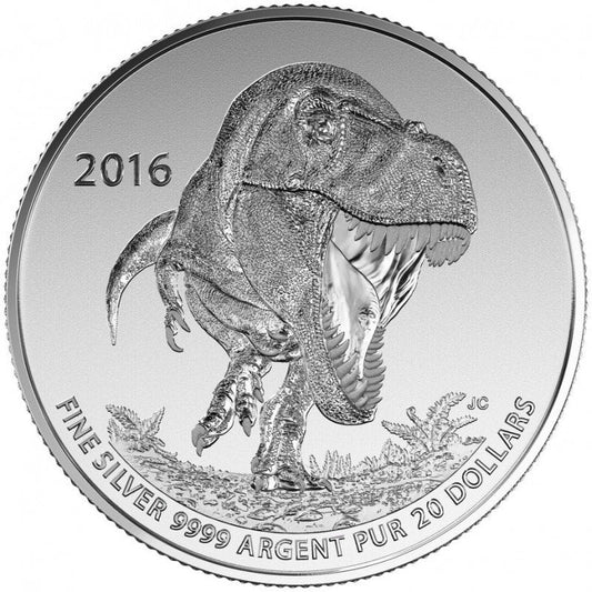 2016 $20 for $20 Pure 1/4 ounce Fine Silver Coin:: CANADA T-REX!