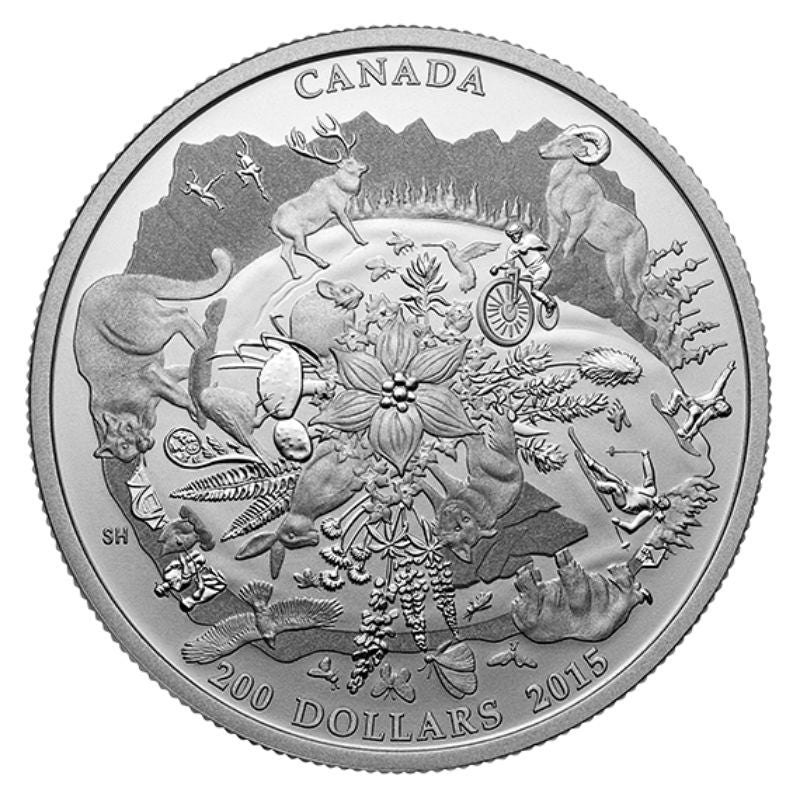 2015 $200 For $200 CANADA'S RUGGED MOUNTAINS COIN, 2 Ounces of .9999 Pure Silver w/COA Display Box