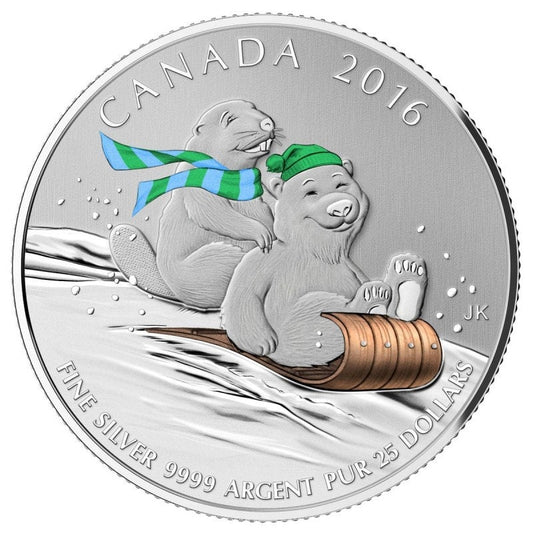 2016 $25 for $25 Pure Silver Coin: CANADA WINTER FUN