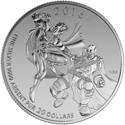 2016 $20 for $20 Pure Silver Coin: CANADA SUPERMAN & BATMAN (Dawn of Justice)