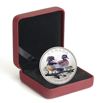 2013 CANADIAN 25-Cent DUCKS OF CANADA: The Fully-Coloured Wood Ducks Coin