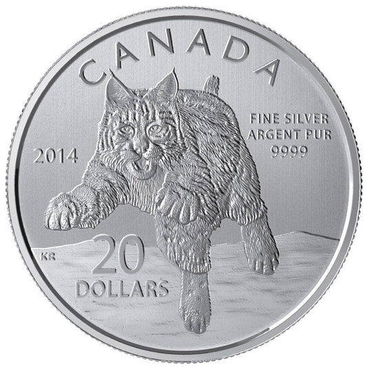 2014 $20 for $20 Pure Silver Coin: CANADA BOBCAT