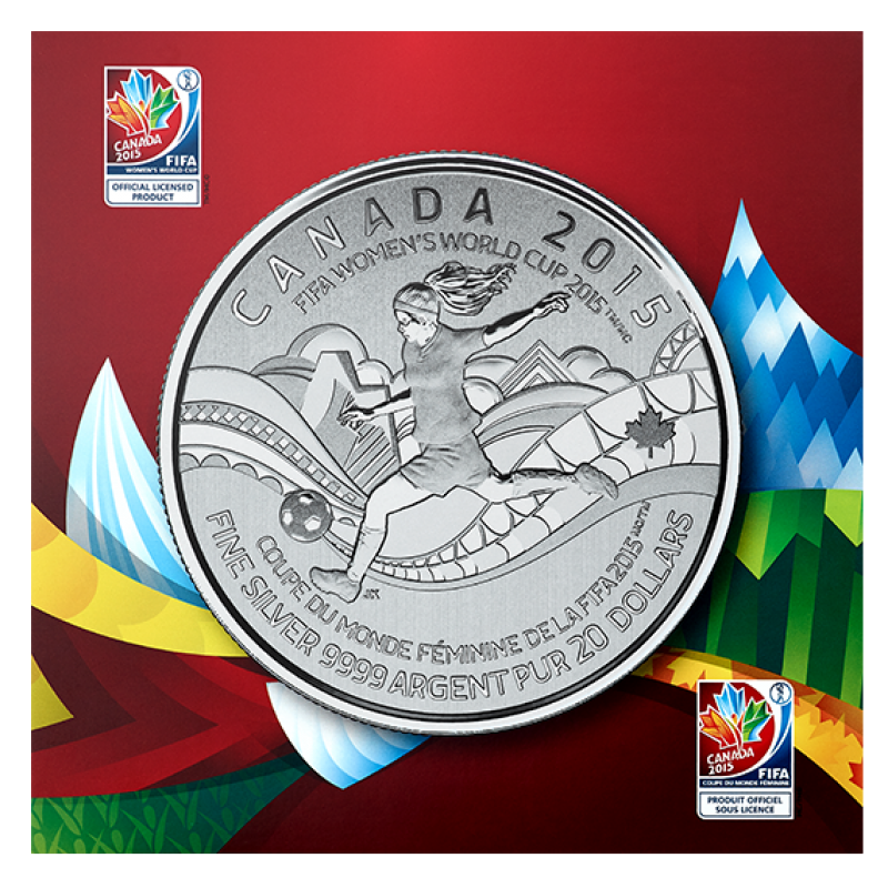 2015 $20 for $20 Pure Silver Coin: CANADA WOMEN'S SOCCER