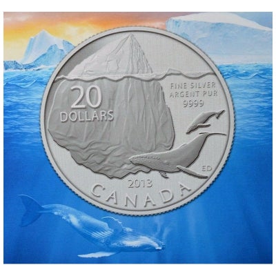 2013 $20 for $20 Pure Silver Coin: CANADA ICEBERG & WHALE