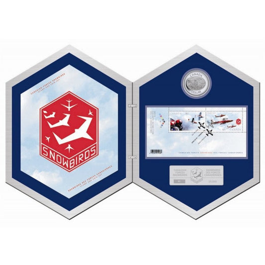 2006 Canadian Forces $5 SNOWBIRDS Double Hologram Pure .9999 Fine Silver Coin & Stamp Set in a Collectible Tin!