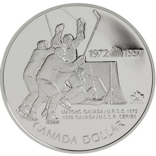 1997 Double Dollar 8-Coin Proof Set in Fine Silver: CANADA USSR HOCKEY 25th Anniversary