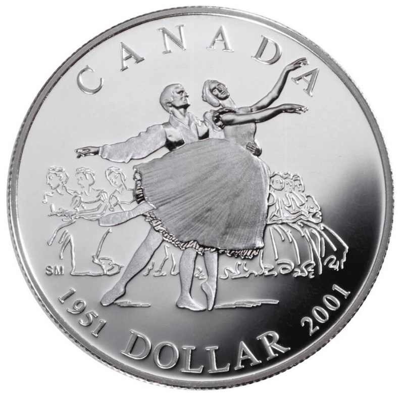 2001 Canadian 8-Coin Silver Proof Double Dollar Set: NATIONAL BALLET OF CANADA 50th Anniversary Silver Dollar