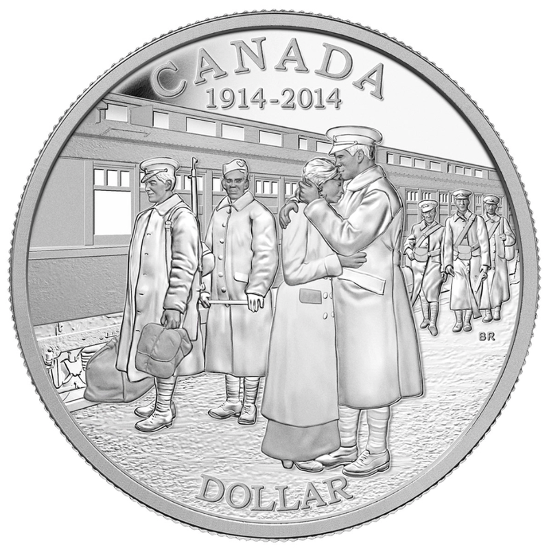 2014 Canadian 7-Coin Proof Double Dollar Set: DECLARATION OF WW1, 100th Anniversary Silver Dollar