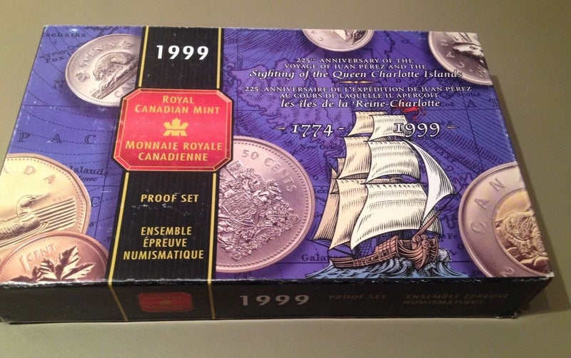 1999 Canadian 8-Coin Double Dollar Silver Proof Set: VOYAGE OF JUAN PEREZ 225th Anniversary