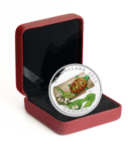 2015 Pure Silver 1oz $20 Coin: VENETIAN GLASS TURTLE with Broadleaf Arrowhead Flower