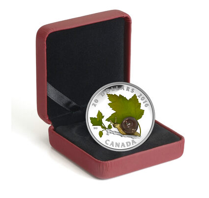 2016 Canadian $20 Silver Coin: LITTLE CREATURES: SNAIL (Murano Venetian Glass) 1oz .9999 Pure Fine Silver
