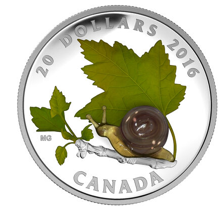 2016 Canadian $20 Silver Coin: LITTLE CREATURES: SNAIL (Murano Venetian Glass) 1oz .9999 Pure Fine Silver