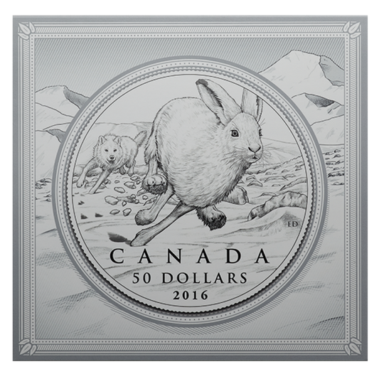 2016 $50 For $50 CANADA HARE Pure Silver Coin w/COA Card