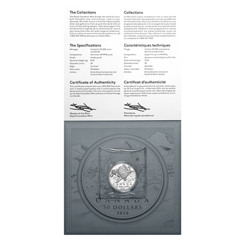 2016 $50 For $50 CANADA HARE Pure Silver Coin w/COA Card