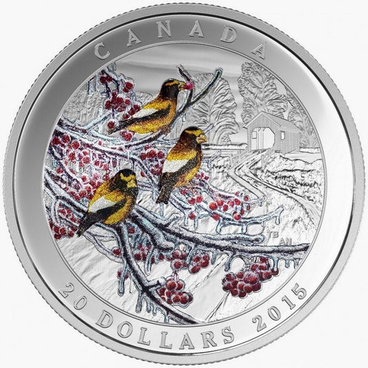2015 Canadian 1 ounce Pure 99.99% Fine Silver Colourized $20 Coin: WINTER FREEZE