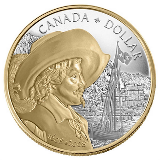 2008 QUEBEC'S 400th Anniversary: Canadian 8-Piece Fine Proof Silver Coin Set, with New Gold Plating Technique