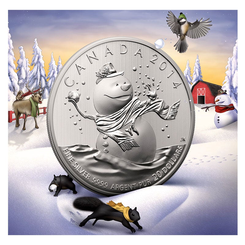 2014 $20 for $20 Pure Silver Coin: CANADA SNOWMAN