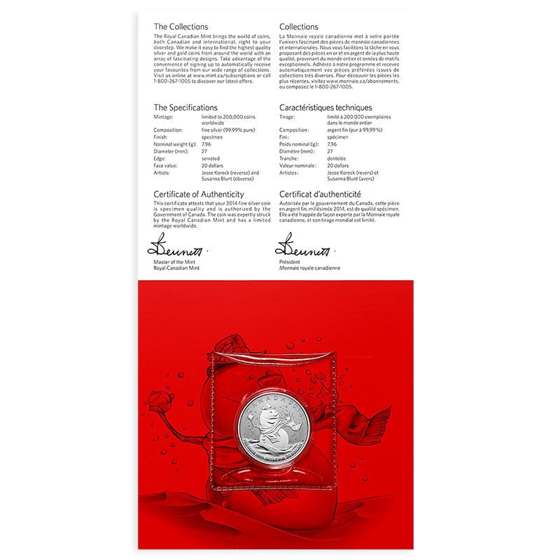 2014 $20 for $20 Pure Silver Coin: CANADA SNOWMAN