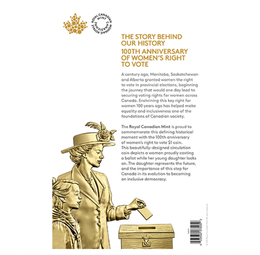 2016 Canadian $1 WOMEN'S RIGHT TO VOTE 100th Anniversary Loonie 5-Pack!