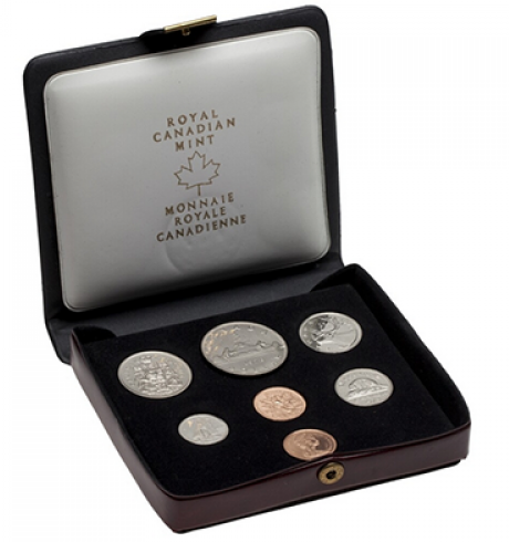 1978 DOUBLE PENNY Specimen 7-Coin Set, Bergundy Vinyl Case & COA